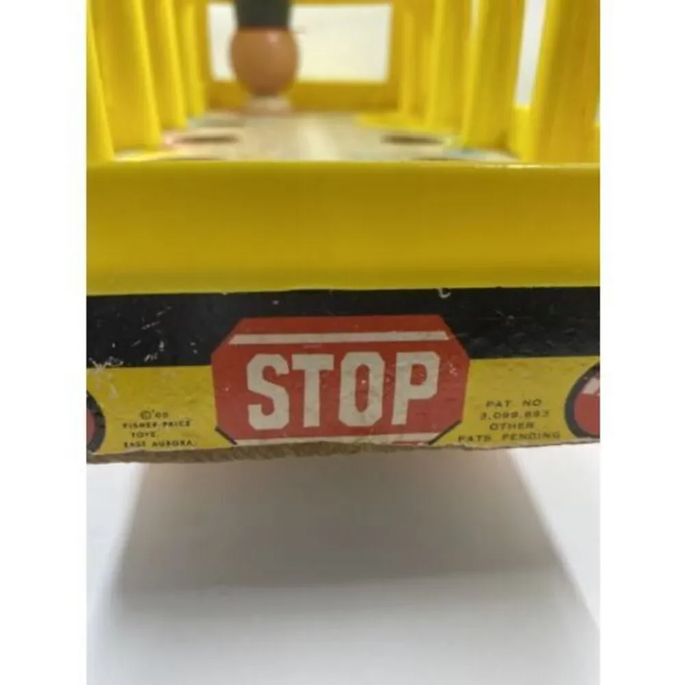 Vintage 1965 Fisher Price School Bus #192 Little People Pull Toy No People